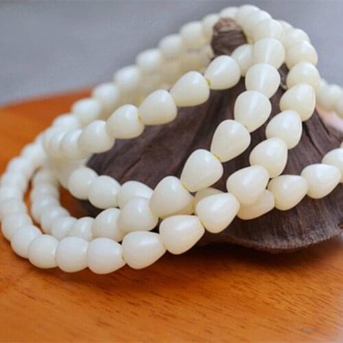 Wholesale Natural White Bodhi Seed Bracelets Water Drops Beads Necklace DIY Bodhi Hand String For Women Men Jewelry