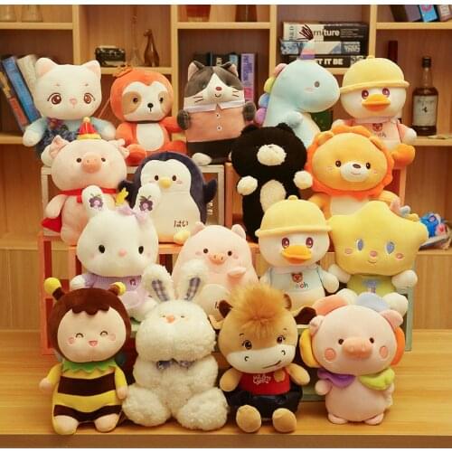 23cm Panda/Penguin/Lion/Whale/Dinosaur Stuffed Plush Toys Soft Forest Ocean Animal Plush Dolls Car Decor Kawaii Kids Girls Gift
