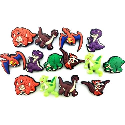 14 Pcs PVC Dinosaur Shoe accessories Shoe Charms Shoe Decorations for Clog Bracelet Wristband Kid Gift