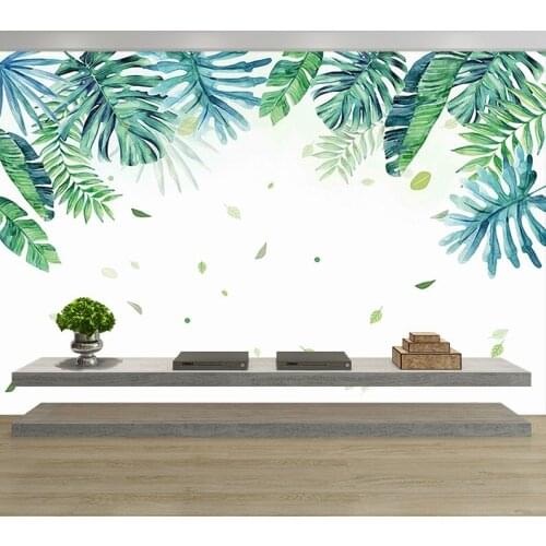 Custom 3D Effect Nordic Minimalist Hand-painted Banana Leaves Wallpaper Living Room Backgrounds Decorative Fresco Wall Covering