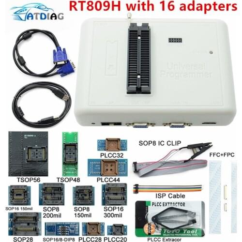 RT809H EMMC-Nand FLASH Programmer +16 Adapters +TSOP56 TSOP48 SOP8 TSOP28 Adapter+ SOP8 Test Clip WITH CABELS EMMC-Nand