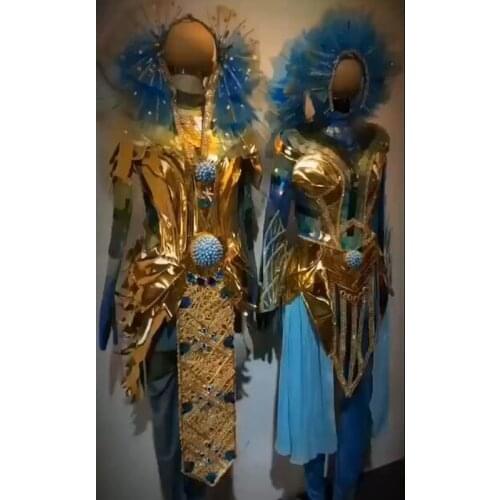 Sexy women stage show clothing Nep tune golden armor marine future technology warrior queen cosplay party costume