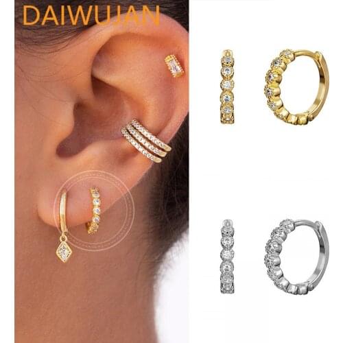 DAIWUJAN 925 Sterling Silver Earrings For Women/Men Small Zircon Round Hoop Earrings Ear Bone Aros Tiny Jewelry Aretes Ear Hoops