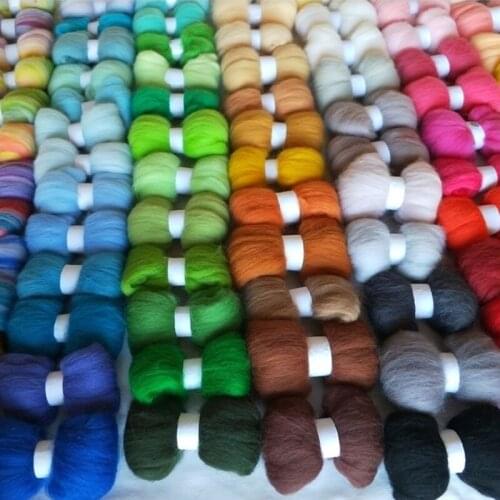 DIY wool for felting mix 50 colors merino 100% wool fiber doll needlework roving in needle felt kit 5G/bag