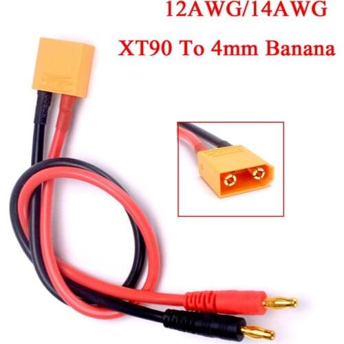 XT90EC5XT60DeansTRXHXT Bullet Connector Charge Cable Lead With 4mm Banana Plugs Silicone Wire 14AWG 40CM For Imax B6 Natural