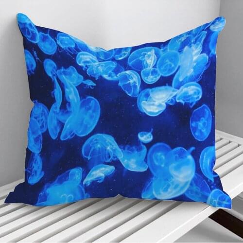 Blue Jelly Fish Throw Pillows Cushion Cover On Sofa Home Decor 45*45cm 40*40cm Gift Pillowcase Cojines Dropshipping