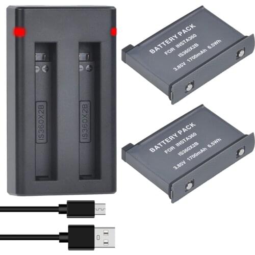 Batmax Battery 1700mAh For Insta360 ONE X2 + USB Dual Charger with Type C Port For Insta 360 One X2 Battery Action Camera