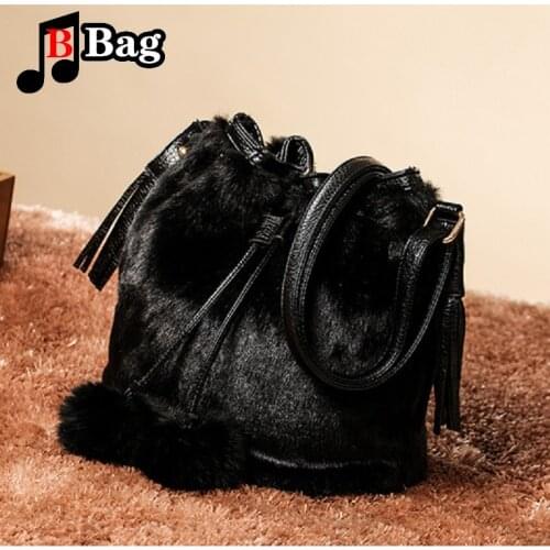 New Leopard Print plush shoulder bag female Fashion Drawstring Bag Chain Messenger bag Ladies Fluffy Hairball Crossbody Bag