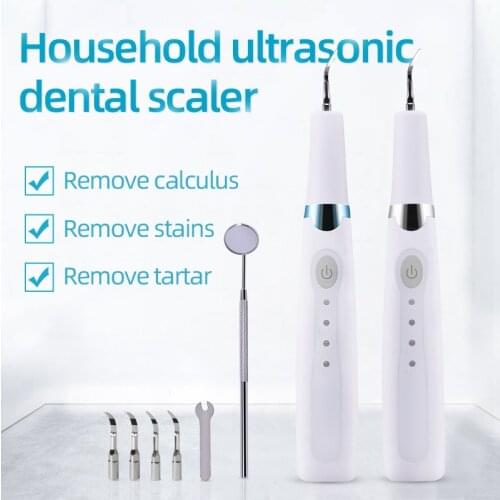 LED Dental Calculus Remover Electric Tartar Remover Tartar Ultrasonic Whitening USB Rechargeable Tooth Cleaner with Tip