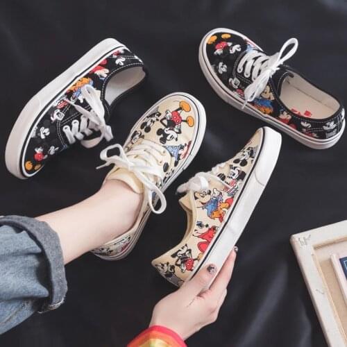 Disney 2021 cartoon Mickey Mouse Minnie casual shoes Ladies canvas shoes Womens flat shoes Boy shoes sneakers size 35-40