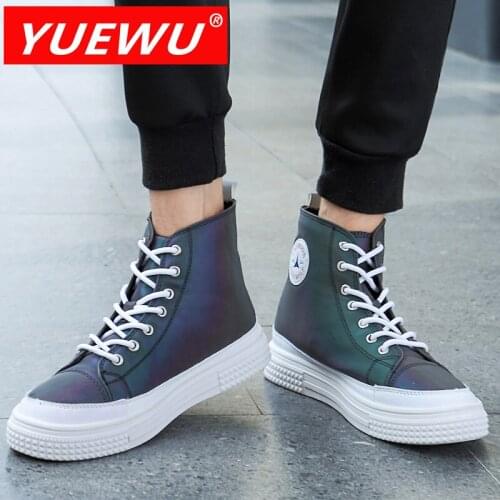 YUEWU Women’S Mid Discoloration Skate Shoes Large Size Super Fiber Skin Vamp Personality Anti Collision Toe Cap Design
