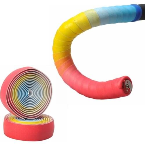 1 Pair/Set Bike Handlebar Tape Road Bicycle Rainbow Strap Non-slip Cycling Handle Bar Belt