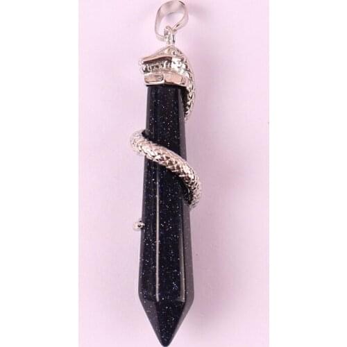 Natural Blue Sandstone Bead GEM Pendant Snake Jewelry 1PCS S580