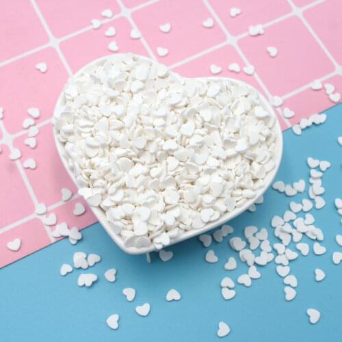 100g/Lot 5mm White Heart Shaped Slices Polymer Soft Clay Sprinkles for Mobile Decoration DIY Crafts
