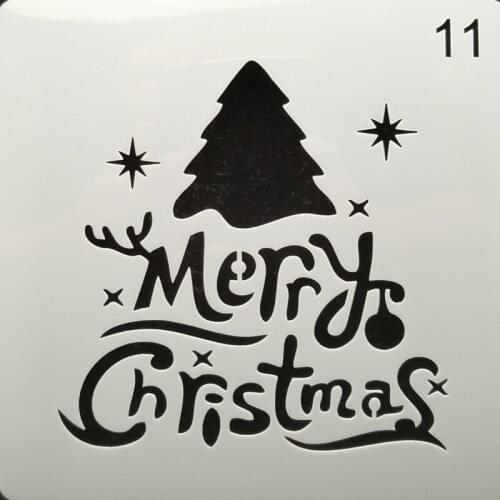 13*13 Merry Christmas Layering Stencils for Diy scrapbook/photo album Decorative Embossing coloring,painting stencil,home decor