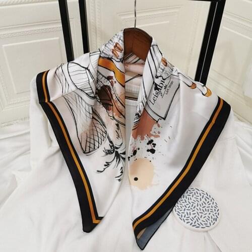 2020 70x70 Modern girl Multipurpose women Silk twill scarf Satin square tie Hairband ladies foulard femme towel bufanda shawl