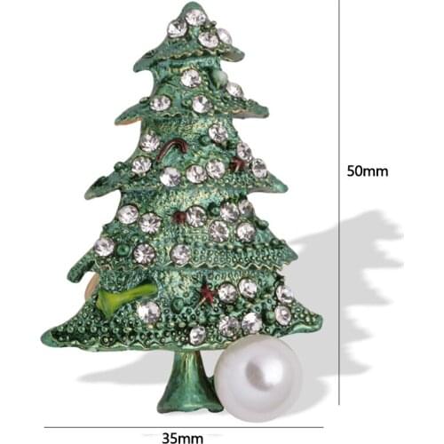 2022 Christmas Brooch Pin Pearl Rhinestone Cartoon Xmas Tree Snowman Santa Bag Lapel Pin Badge New Year Jewelry Gifts For Women