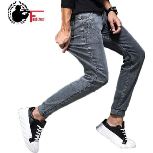 2020 Grey Jeans Pants Men Stretch Denim Skinny Slim Fit Young Biker Streetwear Male Cowboys Trousers Korean Men Fashion Clothing