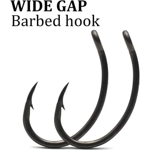 30pcs PTFE Coated Carp Fishing Hook Barbed Wide Gap Hook High Carbon Steel Method Feeder Carp Hair Rig Hook For Carp Accessories