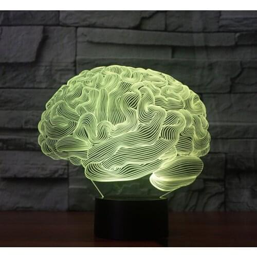 Brain Shape 3D Illusion Lamp 7 Color Change Touch Switch LED Night Light Acrylic Desk lamp Atmosphere Lamp Novelty Lighting