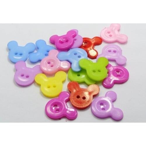 50 Mixed Color Plastic 2 Hole Mouse Buttons Sewing Craft Scrapbook 25X20mm