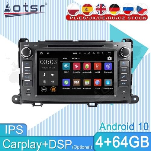 64G For Toyota Sienna 2010 2011 2012 2013 2014 Car Multimedia Player Stereo Android Audio Radio Tape Recorder GPS Navi Head Unit