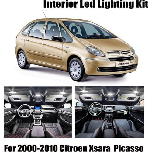 8pcs White Ice Blue Canbus Error Free Car LED Bulbs Interior Map Dome Light Kit For Citroen Xsara For Picasso 2000-2009 2010