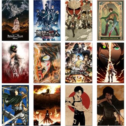 WTQ Attack On Titan Anime Posters Eren Jaeger Mikasa Ackerman Armin Arlert Wall Art Canvas Painting Pictures For Room Decoration