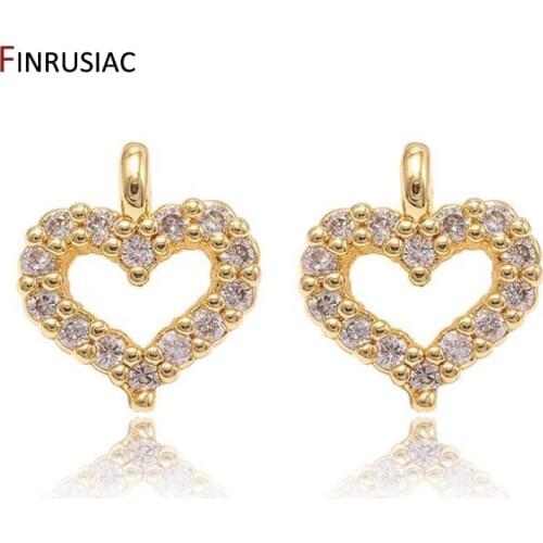 DIY Bracelet Necklace Extension Chain Charms Gold Plated Brass Zircon Small Heart Charm Pendant For Tail Extender Chain Fittings