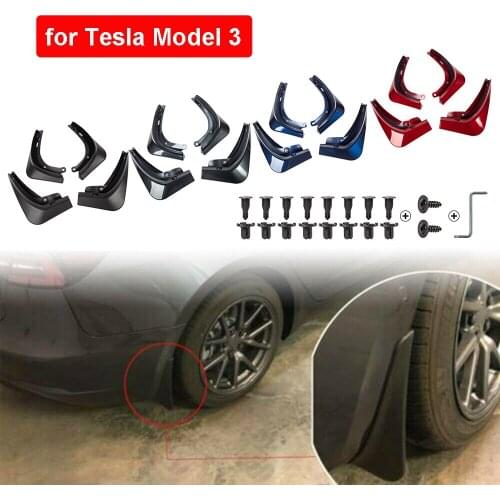 Model3 2021 Mudguards For Tesla Model 3 Carbon Fiber Mud Flaps Splash Guards Fender Matte Black ABS Car Accessories
