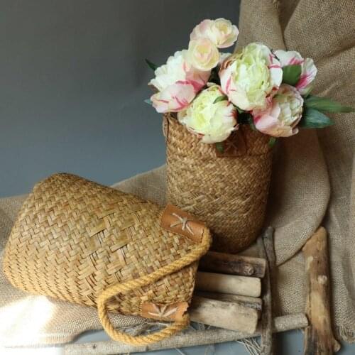 Peony Bouquet Fake Peony Flower Artificial Silk Begonia Blue Rose Bridesmaid Bouquet Flower Home Wedding Flowers