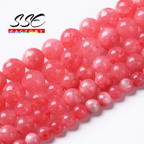 Natural Angelite Stone Red Rhodochrosite Beads Round Loose Spacer Beads For Jewelry Making DIY Bracelets 6/8/10mm 15'' Wholesale