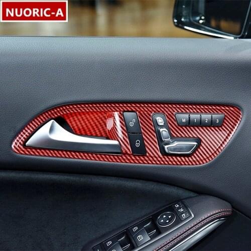 Carbon Fiber Color Inner Handle Door Bowl Protection Cover Trim For Mercedes Benz C117 X156 W176 CLA GLA A Class 2013-2018 LHD