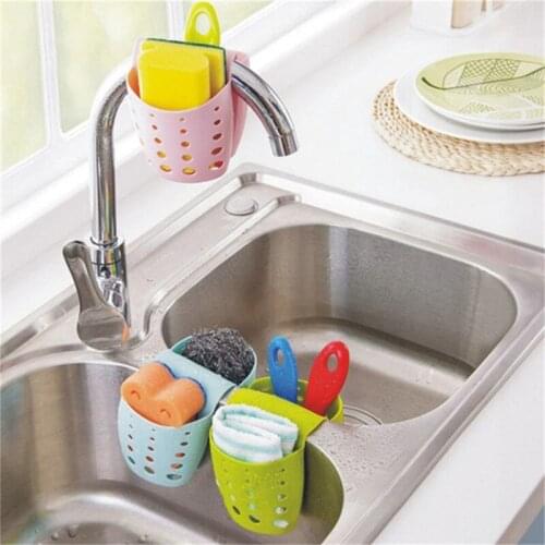 Kitchen Basket Hanger Holder Sink Sponge Drainer Rack Basket Cutlery Container Sink Storage Bag Bathroom Debris Storage Holder