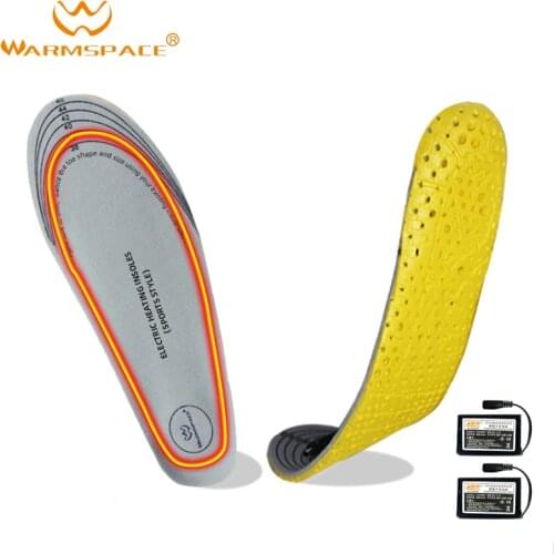 WARMSPACE electric heated shoe insoles keep warm at constant temperature with rechargeable lithium battery