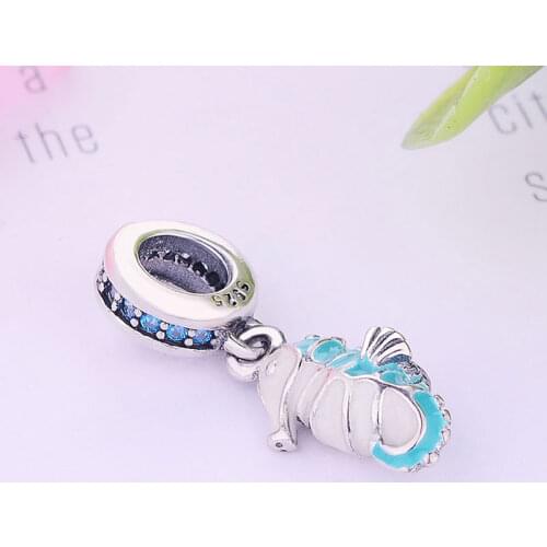 Hot 925 Sterling Silver Animal Enamel Fly Sea Horse Bead Fit Original Pan Charm Bracelet For Women Making Dangle Berloque 2020