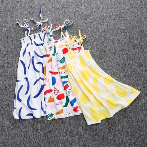 Cotton Baby Girl Dress Floral Flower Print Sleeveless Halter Dresses Summer Beach Casual Mesh Princess Clothing Children Clothes