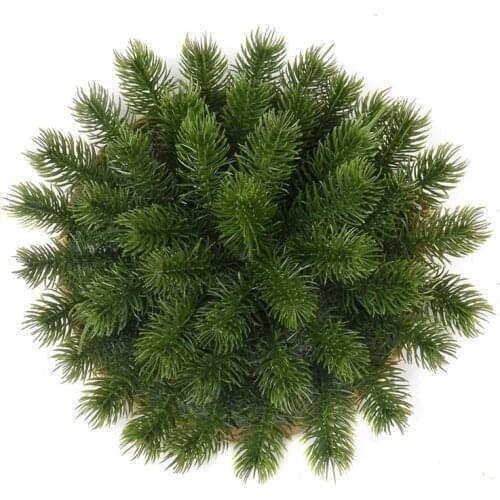 50pcs Artificial Green Plants Needle Pine Christmas Tree Wedding Decorations DIY Handcraft Accessories Fake Plastic Flower