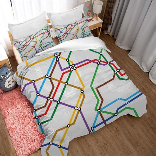 Duvet Cover Set Road Map of Modern City and Modern Architecture Image Decorative 2/3 Piece Bedding Set with Pillow Shams