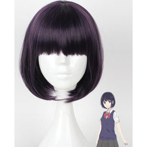 Anime Short Wig Cosplay Moon Sailor Saturn Tomoe Hotaru Costume Heat Resistant Synthetic Hair Women Wigs