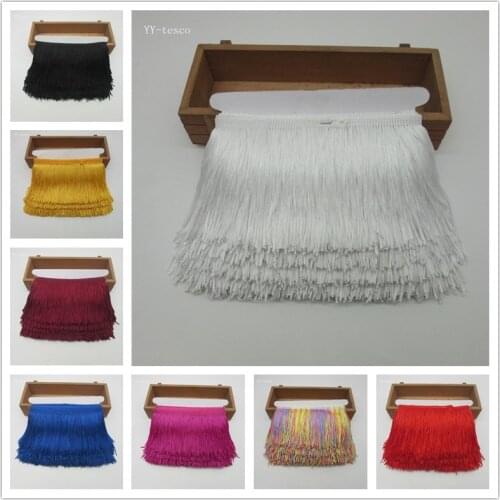 10 Yard/Lot 10CM Long Polyester Lace Tassel Fringe Lace Trim Ribbon Sew Latin Dress Stage Garment Curtain DIY Accessories SM028