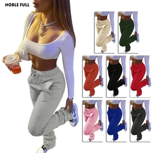 Streetwear Women Wide Leg Flare Stacked Ruched Pants High Waist Leggings Trousers Sportswear Sexy Tracksuit Sweatpants