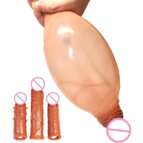 New Reusable Realistic Condoms For Men Penis Sleeve Cock Extender Silicone penis Extension Sex Toy for Male Cock Sex Toys Condom