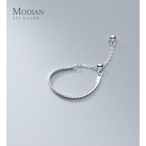 Modian Minimalism 925 Sterling Silver Simple Snake Chain Free Size Finger Ring Fashion Charm Fine Jewelry For Women Gifts Anel