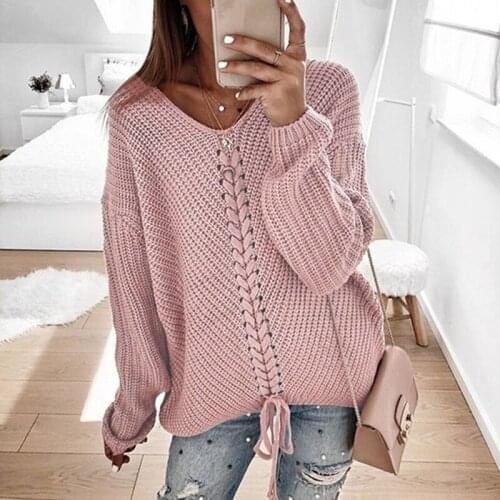 Fashion large size womens maternity sweater autumn and winter new solid color V-neck long-sleeved loose pregnant sweater