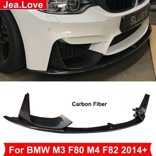 MP Style Real Carbon Fiber Front Bumper Lip Protector Shovel Chin For BMW M3 F80 M4 F82 F83 2014 Up Car Tuning