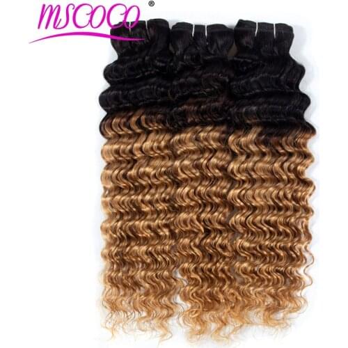 Mscoco Hair Ombre Brazilian Hair Weave Bundles Deep Wave 2 Tone T1B/27 Remy Ombre Human Hair Bundles Can buy 1/3/4 Bundles