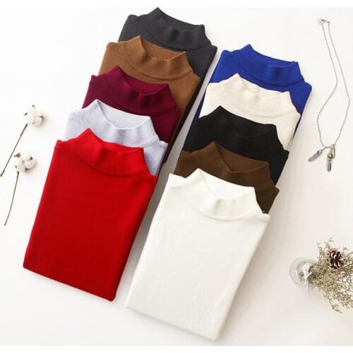 Mens autumn winter half high neck knitted bottoming shirt men fashion business casual solid color slim knitted sweater pullover