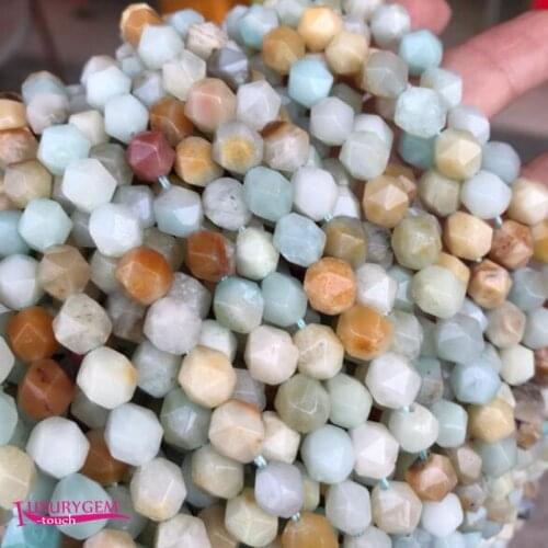 Natural Multicolor Amazonite Stone Loose Beads High Quality 6/8/10mm Faceted Shape DIY Gem Jewelry Accessories 38cm wk389