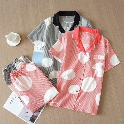 New Fresh Short Sleeve Trousers Summer Pyjamas Women 100% Gauze Cotton Sleepwear Women Casual Korea Pajamas Sets Women Homewear